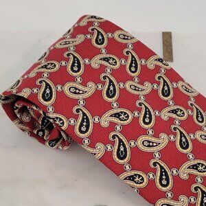 Vintage TOMMY HILFIGER Italian Silk Neck Tie ~ Red/Navy/Gold/Black